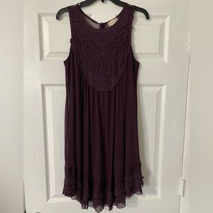 Altar’d State, deep purple dress with lace and mesh detailing. Size small.
